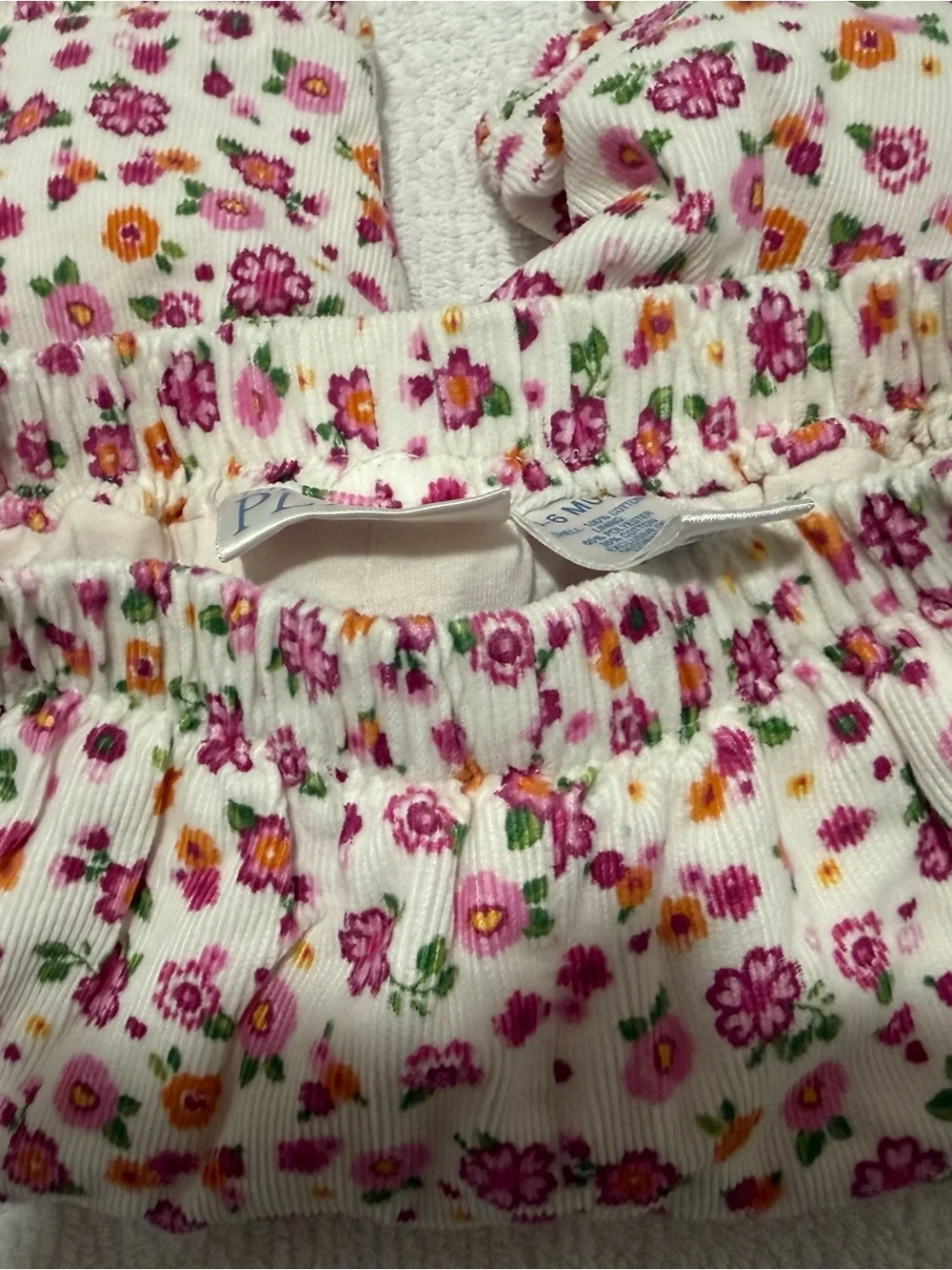 The Children's Place White Romper with Pink & Purple Floral Trim